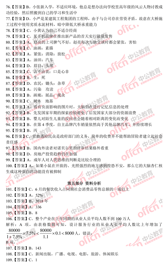 2014黑龍江公務(wù)員考試行測 答案3